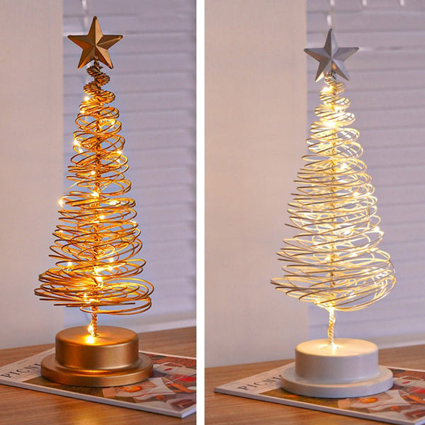 LED Spiral Kerstboom Tafellamp met Sterrenpunt – Warme Witte Verlichting