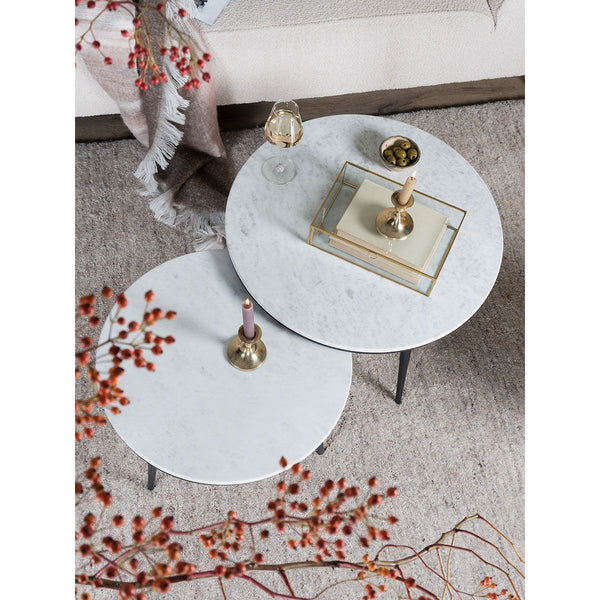 Salontafel Melle – Rond Wit Marmer & Metaal – 55 cm
