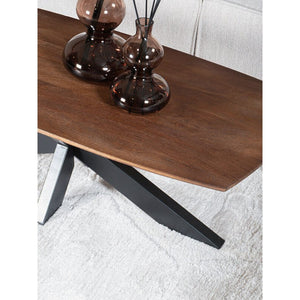 Salontafel ForgeWood – Espresso Mangohout 120×55 cm met Zwarte Kruispoot