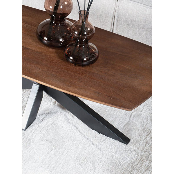 Salontafel ForgeWood – Espresso Mangohout 120×55 cm met Zwarte Kruispoot