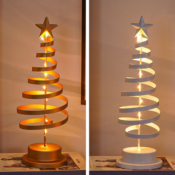 LED Spiral Kerstboom Tafellamp met Sterrenpunt – Warme Witte Verlichting