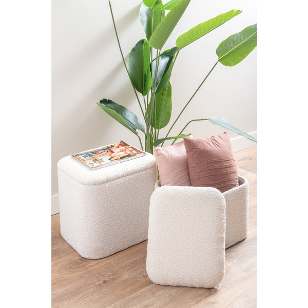 Poefset met Opbergruimte | Stijlvolle Bouclé Hocker voor Woonkamer