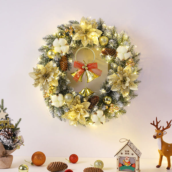 LED Kerstkrans Ø40/50/60 cm – Met Glöckchen, Decoratieve Kugeln & Timer – Geschikt voor Binnen en Buiten