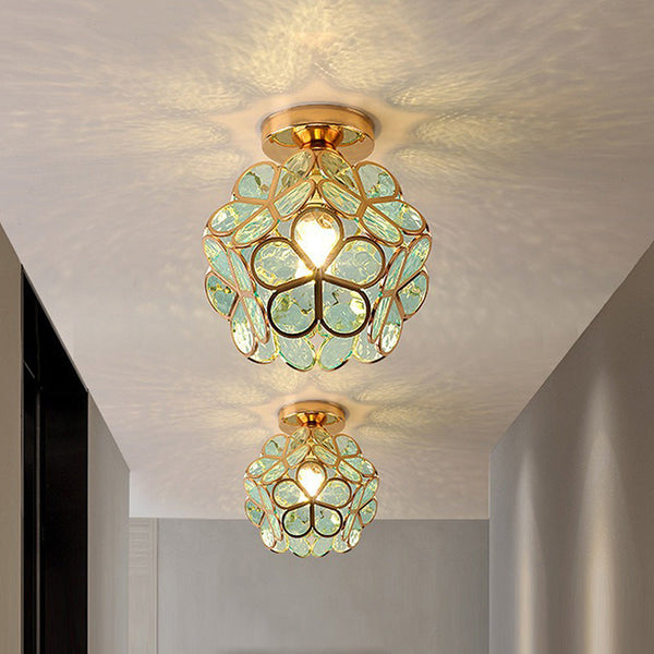 Plafondlamp met Bloemmotief en Glasaccenten – Elegante Verlichting voor Thuis