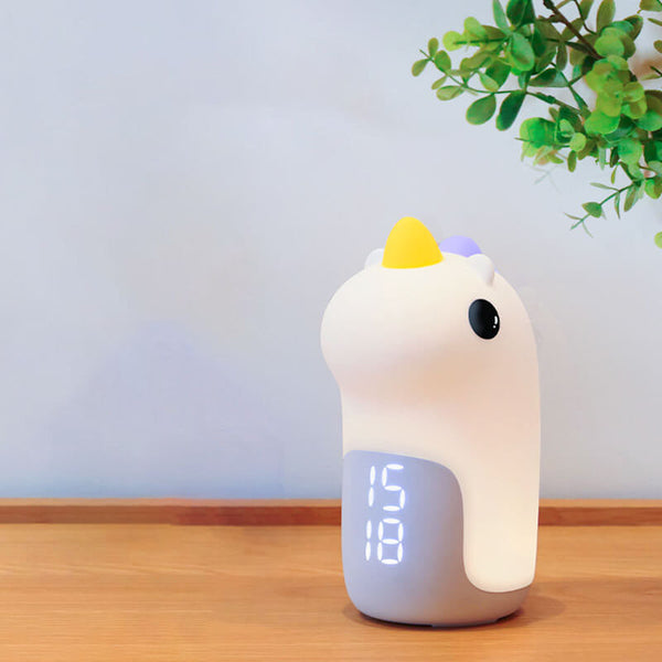 Schattige Eenhoorn LED Wekker & Nachtlampje – Compact, USB-Aangedreven Decoratieve Lamp
