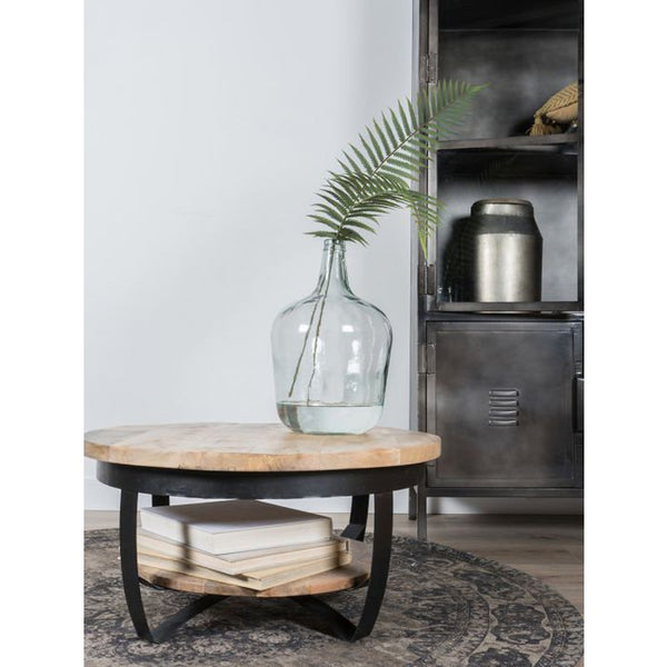 Salontafel Clamon – Rond Mangohout & Metaal – 90 cm