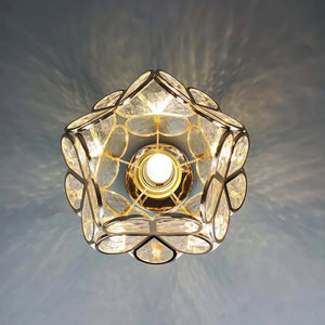 Plafondlamp met Bloemmotief en Glasaccenten – Elegante Verlichting voor Thuis