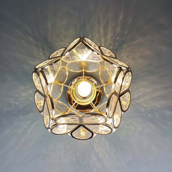 Plafondlamp met Bloemmotief en Glasaccenten – Elegante Verlichting voor Thuis