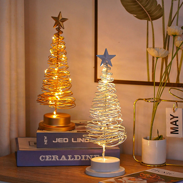 LED Spiral Kerstboom Tafellamp met Sterrenpunt – Warme Witte Verlichting
