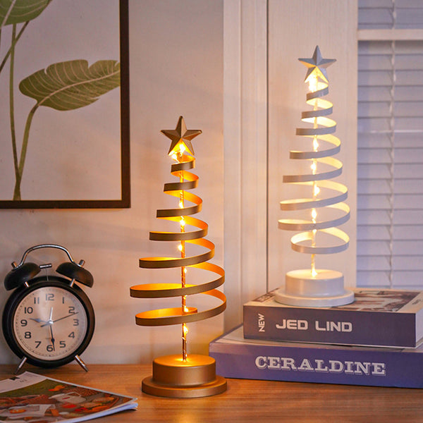LED Spiral Kerstboom Tafellamp met Sterrenpunt – Warme Witte Verlichting