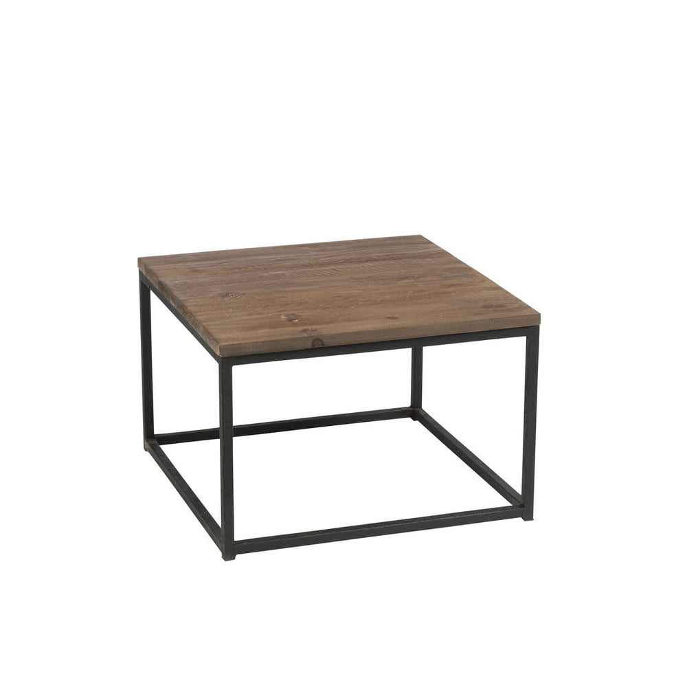 Bijzettafel Hout & Metaal – Vierkante Industriële Tafel 60x60 cm – Bruin/Zwart