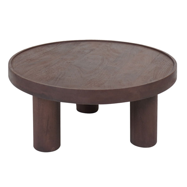 Salontafel Tias Ø70 cm – Ronde Mangohouten Tafel in Espresso Kleur