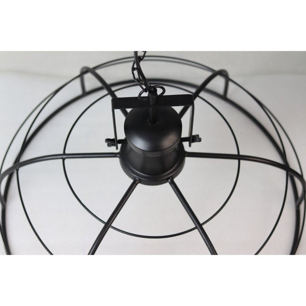 Industriële Hanglamp Ø60 cm – Zwart Metaal – Stoere Open Kooi Lamp