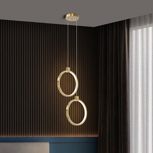 Elegante Hanglamp van Goudmessing | 2-Ring Plafondlamp voor Moderne Interieurs