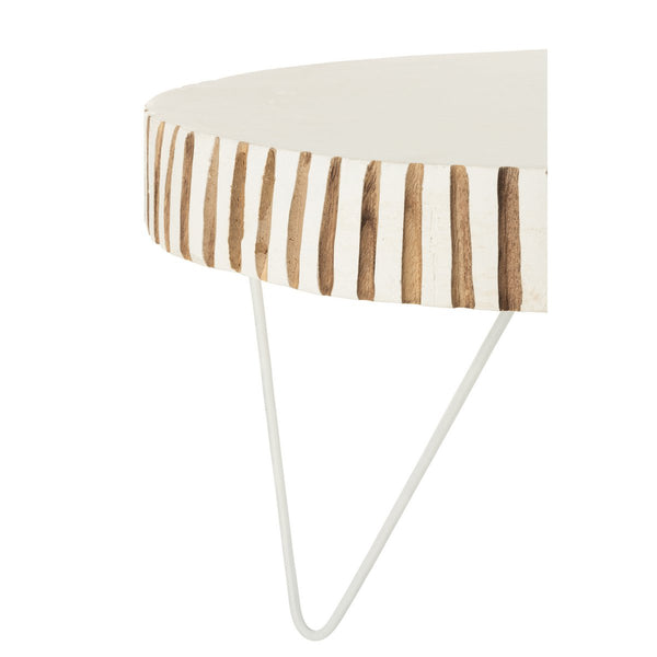 J-Line Set Van 2 Ronde Tafels Ying – Wit Hout & Metaal – Modern Scandinavisch Design