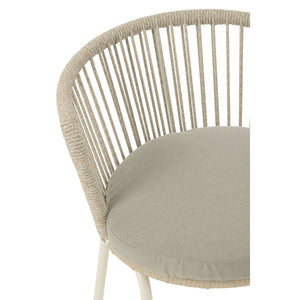 J-Line Stoel Toa – Grijs – Metaal en Touw – Modern Design