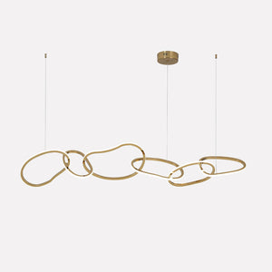 Moderne Gouden LED Hanglamp – Ovale Design Plafondlamp voor Woonkamer & Eettafel