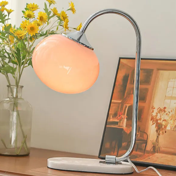 Elegante Glazen Tafellamp met Warm Licht – Modern Rond Design voor Woonkamer & Slaapkamer
