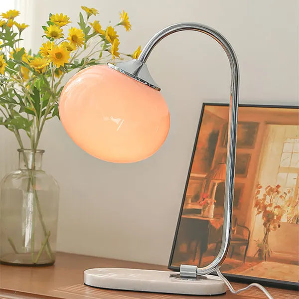 Elegante Glazen Tafellamp met Warm Licht – Modern Rond Design voor Woonkamer & Slaapkamer