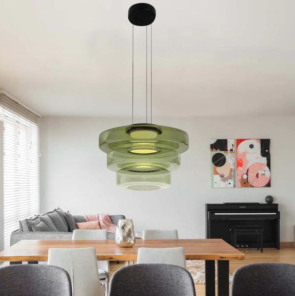 Gelaagde Glas Hanglamp – Modern Halo Ontwerp voor Stijlvolle Interieurs