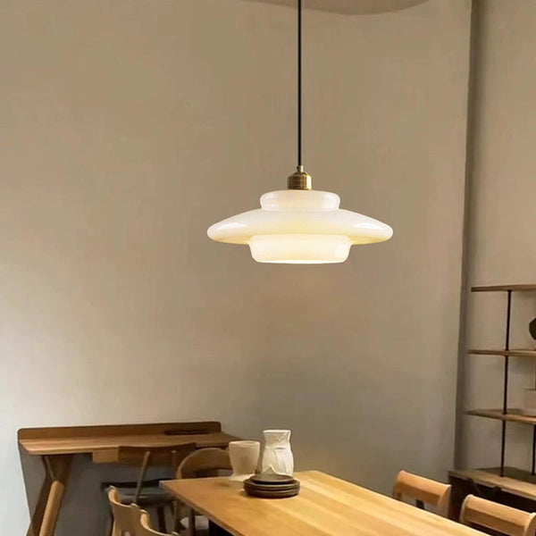 Minimalistische Hanglamp Wit Glas – Retro Elegante Plafondlamp voor Woonkamer & Eetkamer
