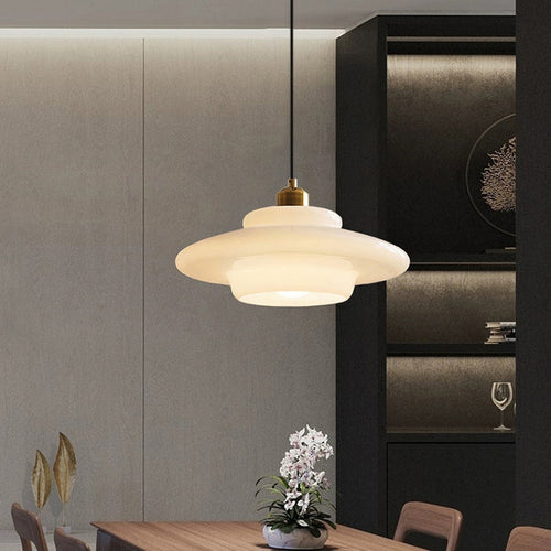 Minimalistische Hanglamp Wit Glas – Retro Elegante Plafondlamp voor Woonkamer & Eetkamer
