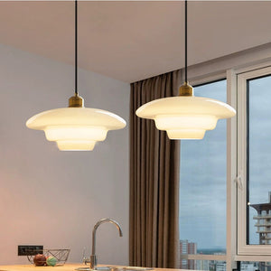 Minimalistische Hanglamp Wit Glas – Retro Elegante Plafondlamp voor Woonkamer & Eetkamer