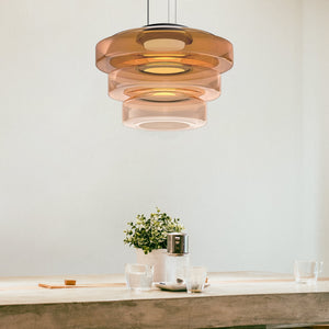 Gelaagde Glas Hanglamp – Modern Halo Ontwerp voor Stijlvolle Interieurs