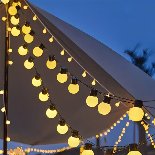 Solar LED Kerstverlichting Buiten – 6 m Waterdichte Lichtsnoer, Warmwit voor Tuin & Terras