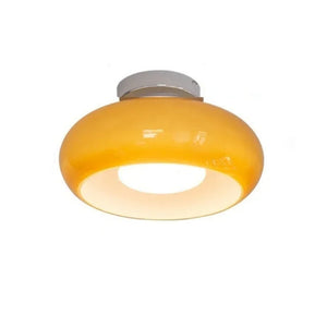 Plafondlamp met Warm Amberglas – Ronde Elegante Woonverlichting