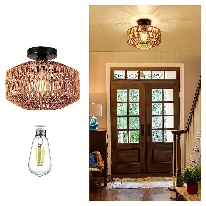 Boho Plafondlamp – Hanger van Natuurlijke Vezels voor een Warme & Gezellige Sfeer