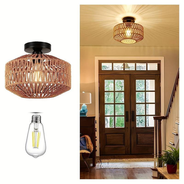 Boho Plafondlamp – Hanger van Natuurlijke Vezels voor een Warme & Gezellige Sfeer