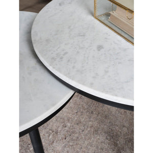 Salontafel Melle – Rond Wit Marmer & Metaal – 55 cm
