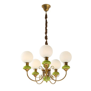 Moderne artistieke kroonluchter hanglamp – Elegante groene glazen design