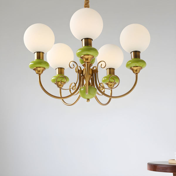Moderne artistieke kroonluchter hanglamp – Elegante groene glazen design