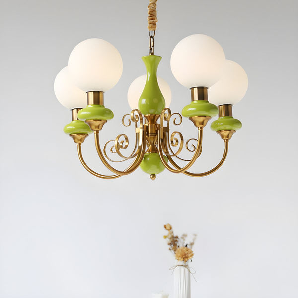 Moderne artistieke kroonluchter hanglamp – Elegante groene glazen design