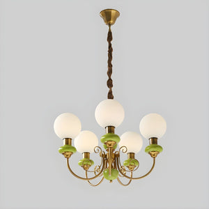 Moderne artistieke kroonluchter hanglamp – Elegante groene glazen design