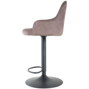 Barkruk CurveLift – Velvet Taupe met Draaivoet en Verstelbare Hoogte
