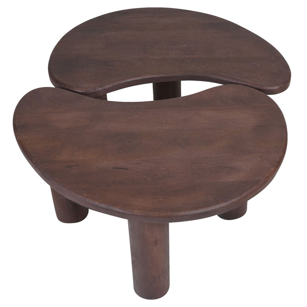Salontafel Set Lina – Espresso Mangohout – Uniek Nierontwerp – Set van 2