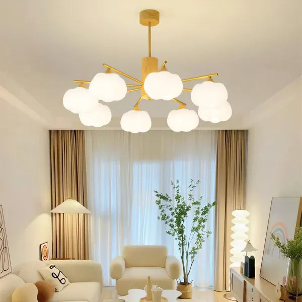 Creatieve Houten en Katoenen Bol Hanglamp voor Woonkamer – Moderne Minimalistische Plafondlamp