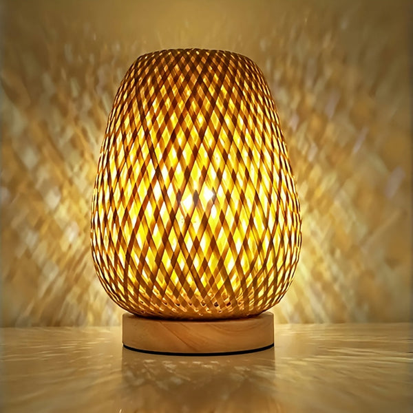 Boho LED Tafellamp – Dimbare Bamboe Nachtlamp voor Gezellige Sfeer in de Slaapkamer