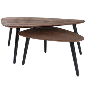 Salontafelset DuoForm – Espresso Mangohout (Set van 2) met Zwarte Poten