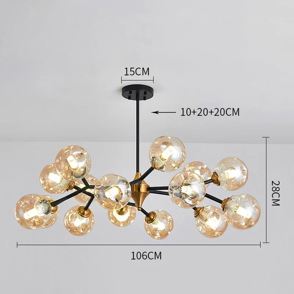 Moderne Hanglamp met Zwevende Glazen Bollen – Elegante LED-Kroonluchter voor Woonruimtes