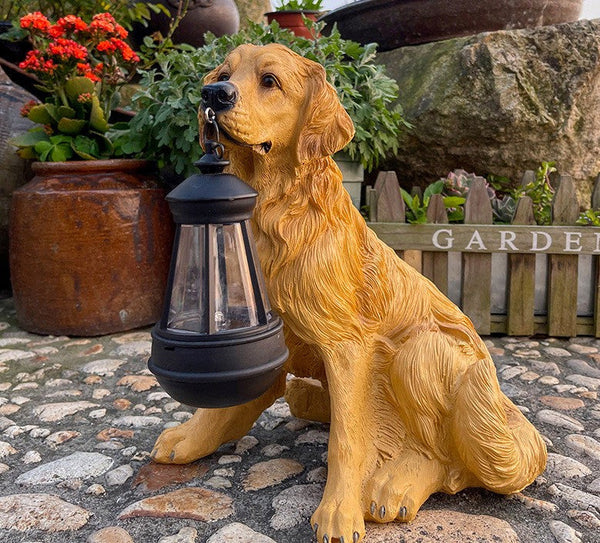 Zonne-energie LED Hondenbeeld voor Tuindecoratie  Handgemaakt Buitenverlichting