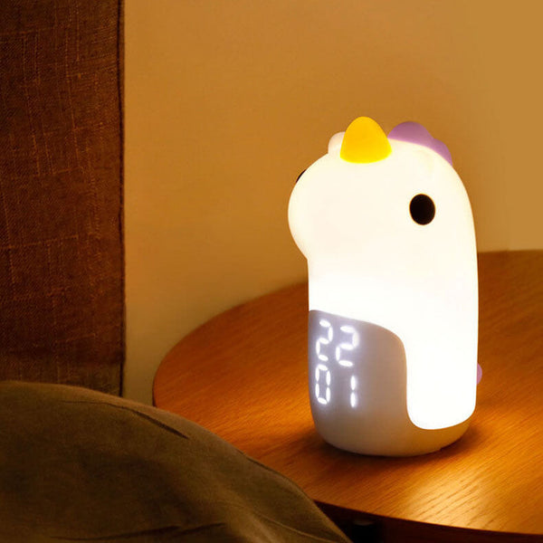 Schattige Eenhoorn LED Wekker & Nachtlampje – Compact, USB-Aangedreven Decoratieve Lamp