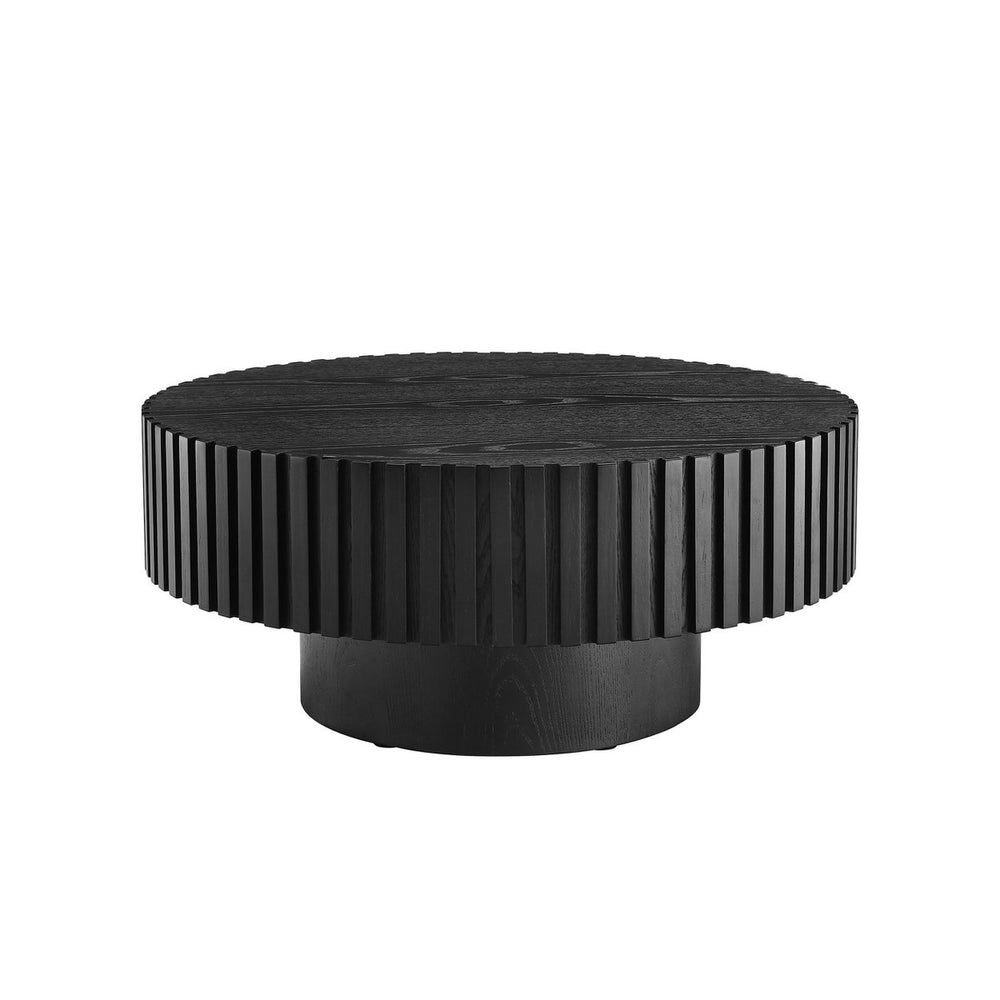 Ronde Salontafel Ø80 cm – Zwart Hout – Modern & Stijlvol – 34 cm Hoog