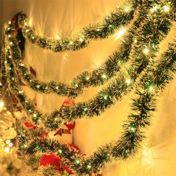 Kerstslinger met LED verlichting op batterij (2 × AA) – klassieke kerst decoratie voor binnen