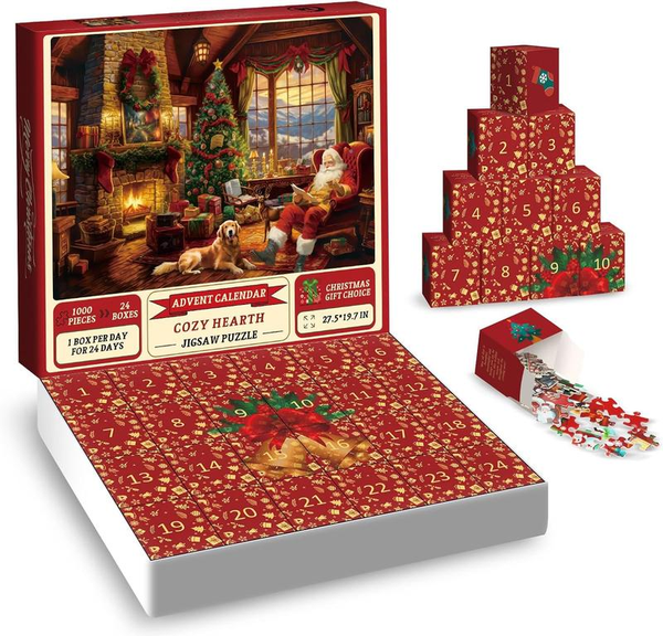 Puzzel Adventskalender 2025 – 1008 Stukjes | 24 Dagen Plezier