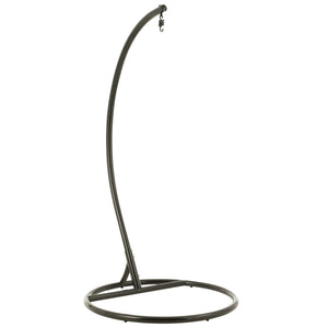 J-Line Hangstoel Bula – Zwart Metaal & Riet – Inclusief Kussens – 113×103×197 cm – Luxe loungestoel