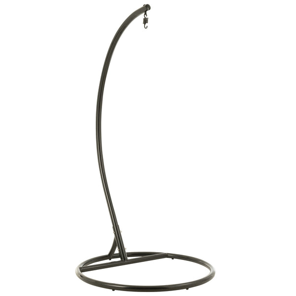 J-Line Hangstoel Bula – Zwart Metaal & Riet – Inclusief Kussens – 113×103×197 cm – Luxe loungestoel